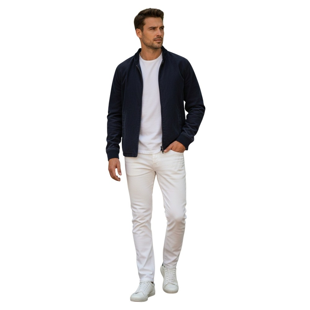 J.Crew 100% Cotton Lightweight Bomber Jacket Navy Blue M Minimalist Coastal